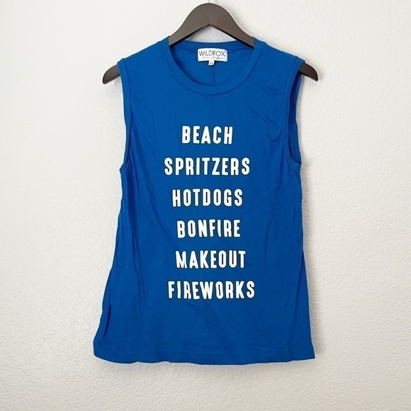 WILDFOX July List Muscle Tank Royal Blue XS - Picture 2 of 6